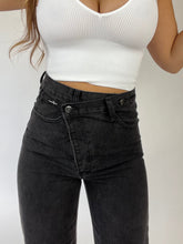 Load image into Gallery viewer, Luna Black Asymmetrical Jeans