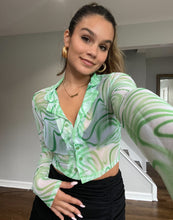 Load image into Gallery viewer, Cosmo Long Sleeve Mesh Top