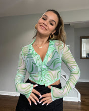 Load image into Gallery viewer, Cosmo Long Sleeve Mesh Top