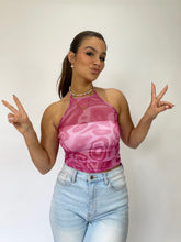 Load image into Gallery viewer, So Retro Fuchsia Mesh Halter Top