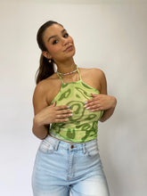 Load image into Gallery viewer, So Retro Green Mesh Halter Top