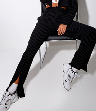 Load image into Gallery viewer, Bliss Pinstripe Wide Leg Split Hem Trousers