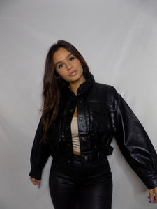 Brooklyn Cropped Faux Leather Jacket