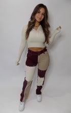 Load image into Gallery viewer, Delilah Burgundy Patchwork Jeans
