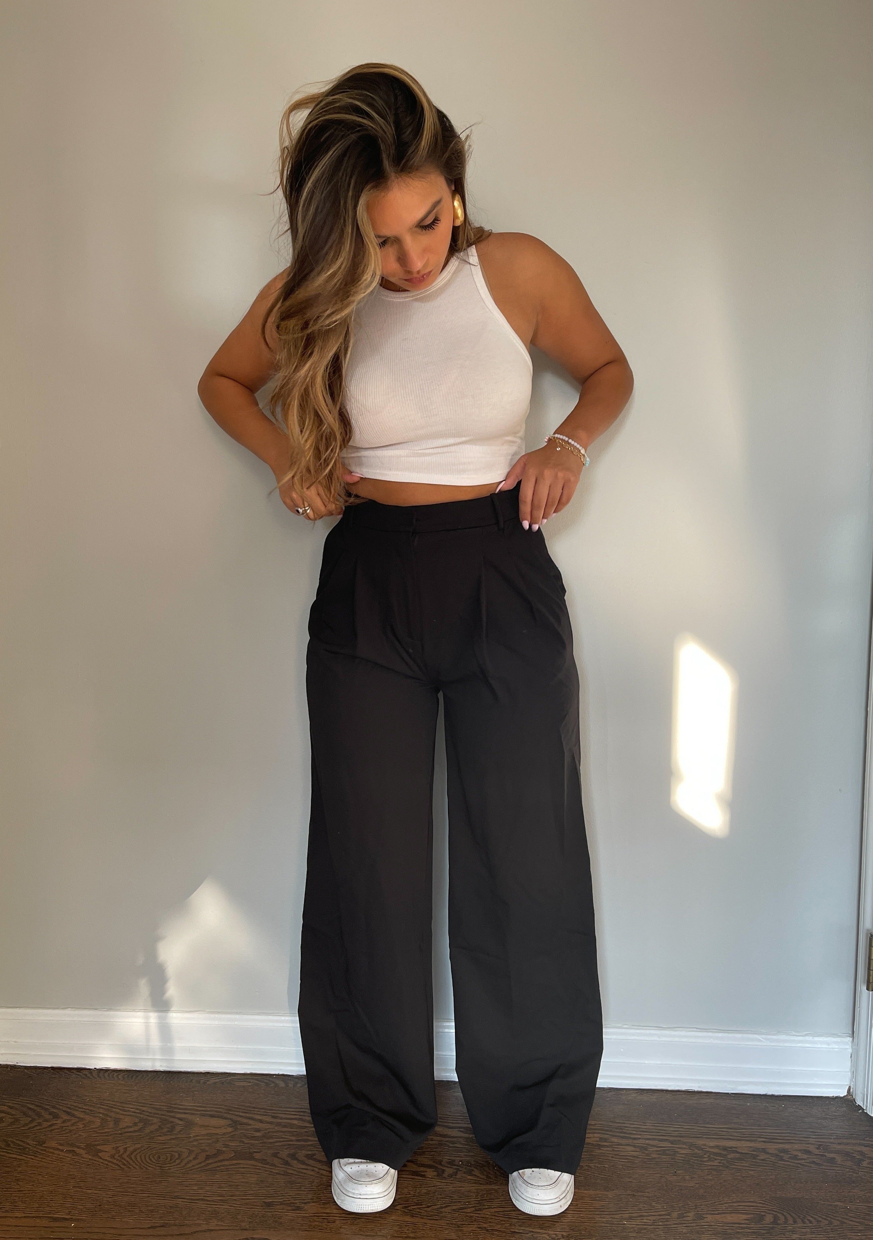 Sutton - Black High Waisted Wide Leg Trousers – Miss G Couture