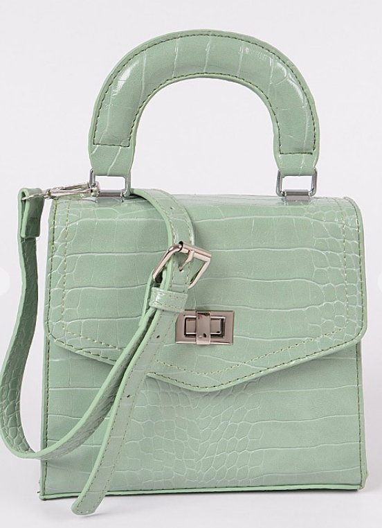 Hint of Mint Glossy Snakeskin Bag